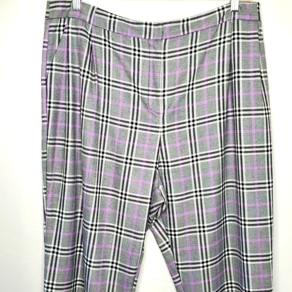 ASOS DESIGN Smart Tapered Pants Size 16 Purple Pow Check Viscose Blend Preppy - Picture 2 of 15